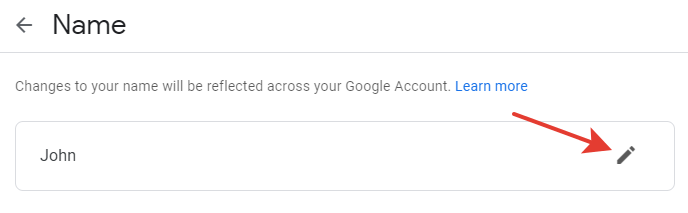 Google - Edit name button