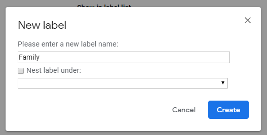 Gmail - new label dialog window