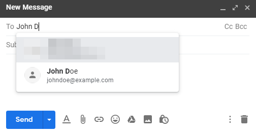 Gmail - select contact from the list