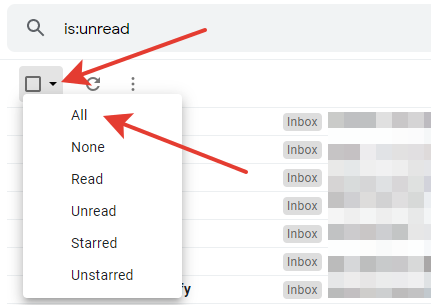 gmail - show all unread emails