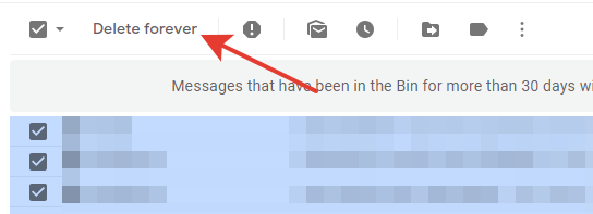 Gmail - ‘Delete forever’ option