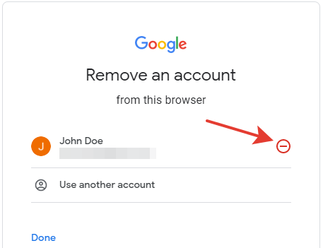 Gmail - 'Remove an account' icon